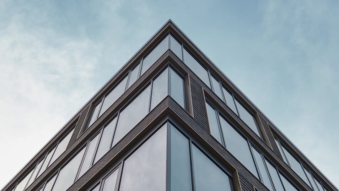 Modern glass fronted media company office building