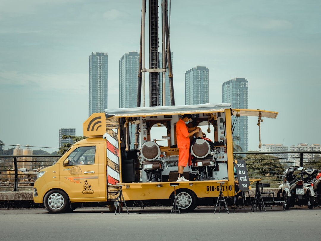 Outside broadcast van with satellite equipment at an event