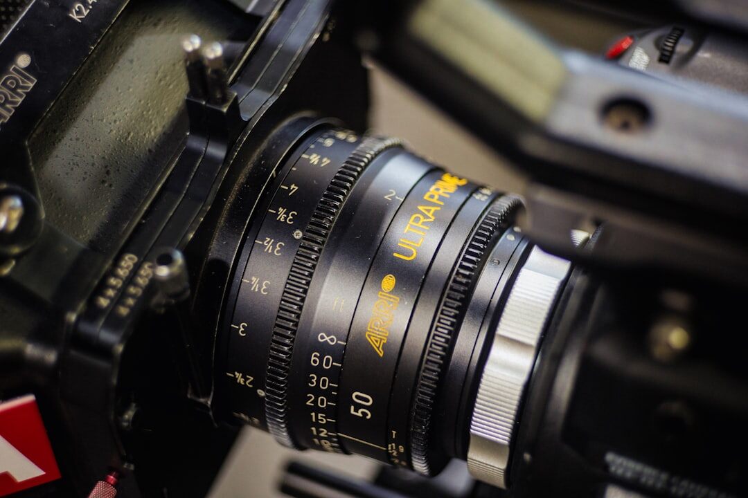 Close up of a professional broadcast camera lens